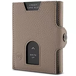 VON HEESEN Taschen & Rucksäcke VON HEESEN® Leder Slim Wallet I Geldbeutel mit RFID Schutz I Mini Geldbörse für Herren und Damen I Kartenetui Echtleder Karten Portemonnaie klein I Kreditkartenetui Taupe