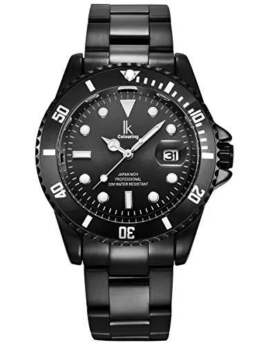 Alienwork Uhren Alienwork IK Armbanduhr Herren Damen Kalender Metall-Armband