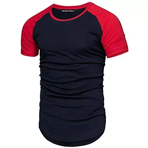 Amaci&amp;Sons T-Shirts Amaci&amp;Sons Oversize Doppel Farbig Herren Slim-Fit Crew Neck Basic T-Shirt Rundhals