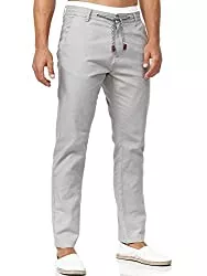 Indicode Hosen Indicode Herren Veneto Stoffhose aus 55% Leinen &amp; 45% Baumwolle m. 4 Taschen | Lange sportliche Regular Fit Hose Moderne Baumwollhose Leinenhose Bequeme Freizeithose f. Männer