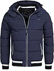 Indicode Jacken Indicode Herren Marlon Steppjacke in Daunenjacken-Optik mit Abnehmbarer Kapuze | warme Winterjacke gefütterte Übergangsjacke Regenjacke mit 6 Taschen Jacke für Männer
