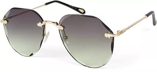 styleBREAKER Sonnenbrillen & Zubehör styleBREAKER Damen Piloten Sonnenbrille Rahmenlos mit getönten Gläsern im Diamant Schliff, Geprägte Bügel, Vieleckige Gläser
