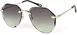 styleBREAKER Sonnenbrillen & Zubehör styleBREAKER Damen Piloten Sonnenbrille Rahmenlos mit getönten Gläsern im Diamant Schliff, Geprägte Bügel, Vieleckige Gläser