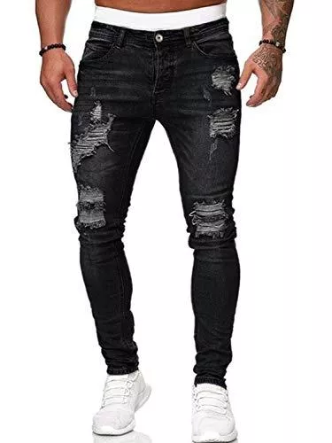 Pizoff Jeans Pizoff Herren Superenge Skinny-Jeans mit Rissen an den Knien
