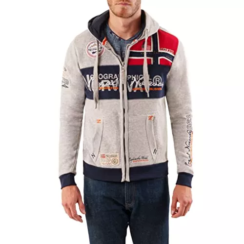Geographical Norway Kapuzenpullover Geographical Norway Herren Sweatjacke Flyer Jacke mit Kapuze,Patches