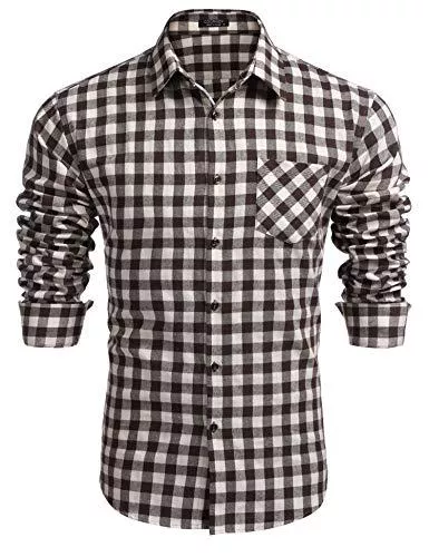 COOFANDY Hemden COOFANDY Herren Hemd Langarm Kariert Freizeithemden Slim fit Freizeit Bügelleicht Männer Karo Hemden