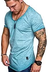 Amaci&amp;Sons T-Shirts Amaci&amp;Sons Oversize Herren Vintage T-Shirt V-Neck Basic V-Ausschnitt Shirt 6008