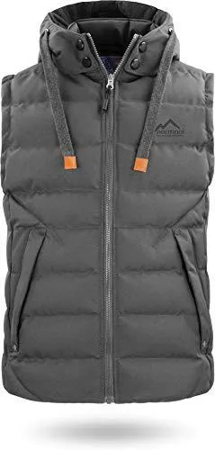 normani Westen normani Herren Wattierte Weste Winddichte Steppweste mit Sweat Kapuze und Stehkragen Outdoor Bodywarmer