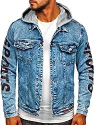 BOLF Jacken BOLF Herren Jeansjacke Übergangsjacke Trucker Jacket Sherpa Jacke mit Fell Teddyfell Jeans Denim Jacket Freizeitjacke Vintage Retro Classic Street Style [4D4]
