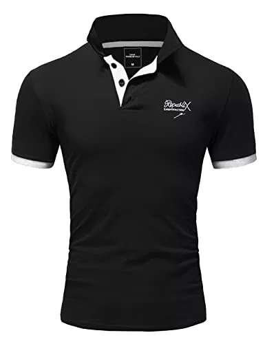 REPUBLIX Poloshirts REPUBLIX Herren Poloshirt Basic Kontrast Stickerei Kragen Kurzarm Polohemd T-Shirt