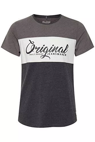 Blend Nero T-Shirts Blend Nero Herren T-Shirt Kurzarm Shirt Print mit Streifen und Rundhalsausschnitt