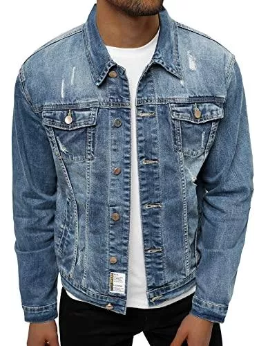 OZONEE Jacken OZONEE Herren Jeansjacke Jacke Jeans Winterjacke Gefüttert Übergangsjacke Herbstjacke Vintage Herrenjacke Winter Übergangs Denim Bikerjacke Sherpa Jacket Übergangs NB/MJ500BZ