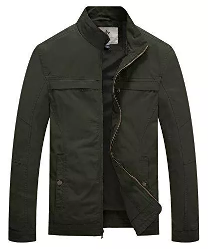 WenVen Jacken WenVen Herren Windbreaker Jacke Klassisch Fracht Jacke Stehkragen Übergangsjacke Reißverschluss Militär Mantel Cargo Stiel Oberbekleidung