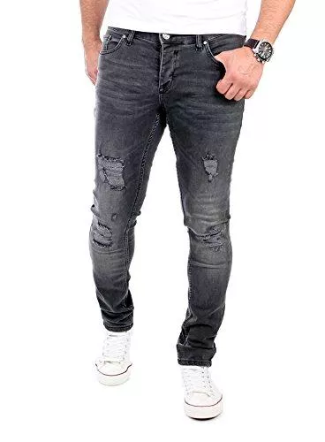 Reslad Jeans Reslad Jeans Herren Destroyed Look Slim Fit Denim Strech Jeans-Hose