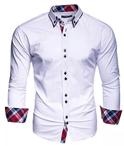 Kayhan Hemden Kayhan Musteraermel Herren-Hemden Herren-Hemd Slim-Fit Herren Hemden Langarm-Hemden Männer Freizeit-Hemd Business S-6XL