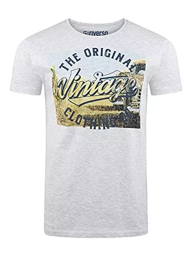 riverso T-Shirts riverso Herren T-Shirt RIVLukas Fotodruck Rundhals O-Neck Kurzarm Shirt Regular Baumwolle Grün Blau Weiß Grau Gelb Türkis S M L XL XXL 3XL 4XL 5XL