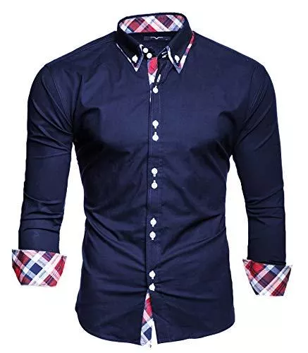 Kayhan Hemden Kayhan Musteraermel Herren-Hemden Herren-Hemd Slim-Fit Herren Hemden Langarm-Hemden Männer Freizeit-Hemd Business S-6XL