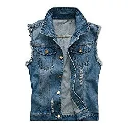 semen Westen semen Herren Ärmellose Zerrissene Jeans Weste Fit Beiläufige Cowboy Denim Jacke Weste Slim Fit Beiläufige Weste Jeansweste