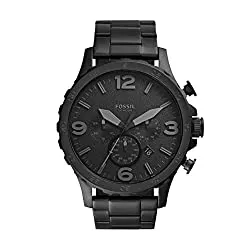 FOSSIL Uhren FOSSIL Herrenuhr Nate, 50mm Gehäusegröße, Quarz-Chronographenwerk, Edelstahlarmband