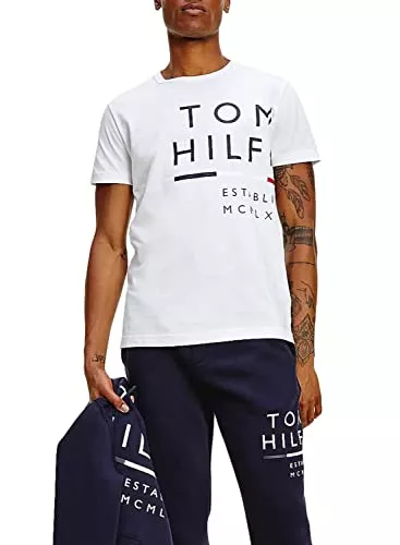 Tommy Hilfiger T-Shirts Tommy Hilfiger Herren-T-Shirt, Wrap Around Graphic, 100 % Bio-Baumwolle, schmal geschnitten