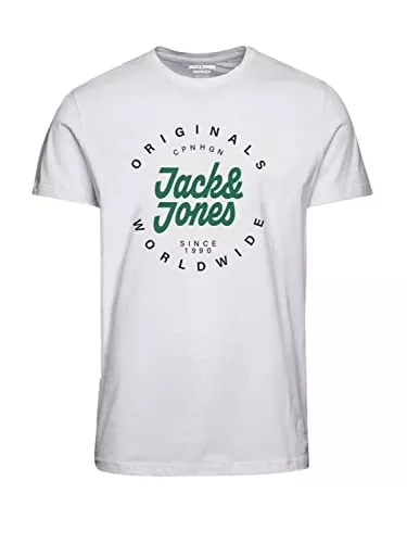 JACK &amp; JONES T-Shirts JACK &amp; JONES Herren Basic T-Shirt Print-Druck Basic Regular Fit Oberteil Kurzarm