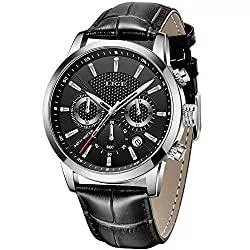 LIGE Uhren LIGE Herren Uhren Sport Wasserdicht Militäruhr Männer Multifunktions Chronograph Quarz Schwarz Armbanduhren Kalender mit Leder Armband