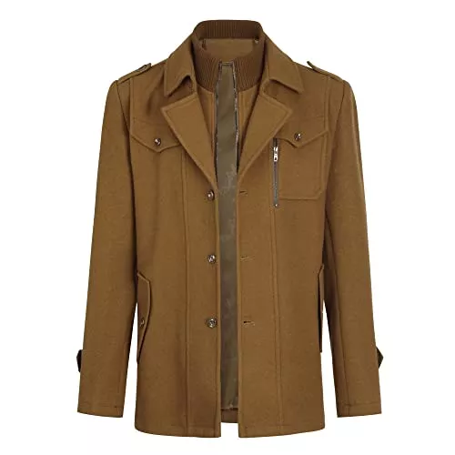 YOUTHUP Mäntel YOUTHUP Herren Wintermantel Wolle Winter Kurzmantel Mittellang Wollmantel Kurz Winterjacke für Business Freizeit