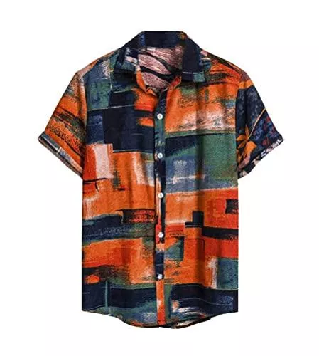 Onsoyours Hemden Onsoyours Herren Hemd mit Muster Kurzarmhemd Oversize Shirt Männer Shirts Bunte Herrenhemden Casual Locker 3D Gedruckt Sommerhemden Kent Kragen Hawaiihemd