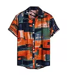 Onsoyours Hemden Onsoyours Herren Hemd mit Muster Kurzarmhemd Oversize Shirt Männer Shirts Bunte Herrenhemden Casual Locker 3D Gedruckt Sommerhemden Kent Kragen Hawaiihemd