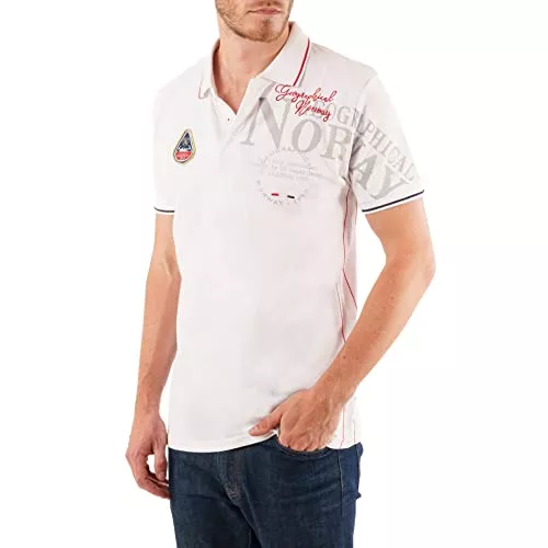 Geographical Norway Poloshirts Geographical Norway KADVENTURE Herren Poloshirt Klassisch Bedruckt Baumwolle Kurzarm Lässige Knopfleiste Casual Shirt Tops Regular Fit Style Classic