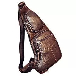 Hebetag Taschen & Rucksäcke Hebetag Leder Sling Bag Wandern Daypack für Männer Frauen Outdoor Reisen Camping Angeln Crossbody Schulter Brust Rucksack Rucksack
