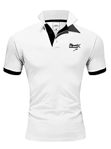 REPUBLIX Poloshirts REPUBLIX Herren Poloshirt Basic Kontrast Stickerei Kragen Kurzarm Polohemd T-Shirt R-0056