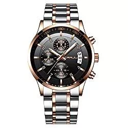 CRRJU Uhren CRRJU Herren Uhr Business Edelstahl wasserdichte Chronographen mit Kalender Armbanduhr Edelstahlband Stoppuhr Analog Quarzuhr