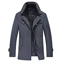 YOUTHUP Mäntel YOUTHUP Herren Wollmantel Winter Lang Warm Mantal Winteljacke Freizeit Stehkragen