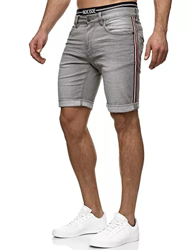 Indicode Shorts Indicode Herren Fife Jeans Shorts mit 5 Taschen aus 98% Baumwolle | Kurze Denim Stretch Sommer Hose Used Look Washed Destroyed Regular Fit Men Short Pants Freizeithose für Männer