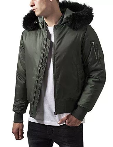 Urban Classics Jacken Urban Classics Herren Bomberjacke mit Fellkapuze