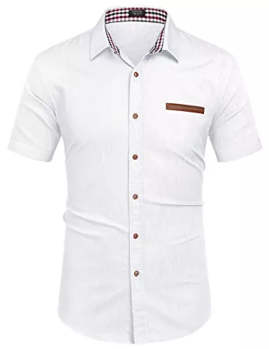 COOFANDY Hemden COOFANDY Jeanshemd Kurzarm Herren Hemd Denim Kariert Slim Fit T Shirt Freizeit Kurzarm-Kent-Kragen für Herren