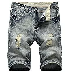 Allthemen Shorts Allthemen Herren Jeans Shorts Destroyed Kurze Denim Hose Stretch Sommer Bermuda Short