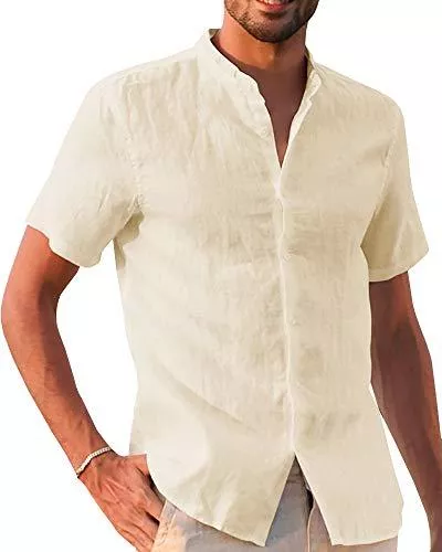Gemijacka Hemden Gemijacka Leinenhemd Herren Hemd Herren Kurzarm Sommerhemd Herren Regular Fit Freizeithemd