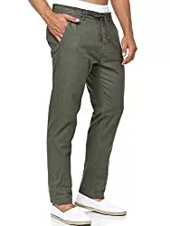 Indicode Hosen Indicode Herren Veneto Stoffhose aus 55% Leinen &amp; 45% Baumwolle m. 4 Taschen | Lange sportliche Regular Fit Hose Moderne Baumwollhose Leinenhose Bequeme Freizeithose f. Männer