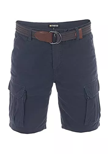 riverso Shorts riverso Herren Cargo Shorts RIVJakob Kurze Hose Regular Bermuda 100% Baumwolle Mit Gürtel Schwarz Camouflage Beige Olive Grün Blau Rot w30 w31 w32 w33 w34 w36 w38 w40 w42