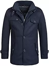 Indicode Mäntel Indicode Herren Brandon Kurzmantel mit Stehkragen | Warmer Wollmantel kurzer Herrenmantel Wintermantel Winterjacke Herrenjacke Jacke Mantel für Männer