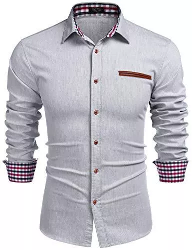 COOFANDY Hemden COOFANDY Jeanshemd Herren Denim Shirt Langarmhemd Cowboy-Style Freizeit Hemd männer Kent-Kragen Business Casual