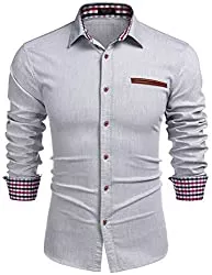 COOFANDY Hemden COOFANDY Jeanshemd Herren Denim Shirt Langarmhemd Cowboy-Style Freizeit Hemd männer Kent-Kragen Business Casual