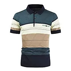 IQYU Poloshirts IQYU Poloshirt Herren Klassisch Urban Streifen Slim Fit Tshirts Oberteil Mit Rundhals Atmungsaktiv Kurzarm Bequemes Tops Stretch Material Sportshirt Fitness Sweatshirts
