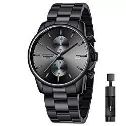 Affute Uhren Herrenuhren mit lässiger wasserdichter Chronographen Quarzuhr aus Edelstahl und Metall, Auto Date in farbenfrohen Zeigern