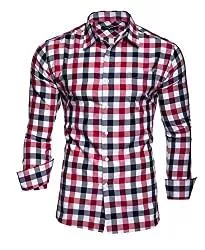 Kayhan Hemden Kayhan Herren Kariertes-Langarm-Hemd Oktoberfest Trachtenhemd Herren Slim-Fit-Herrenhemden Kariert Hemden S-6XL