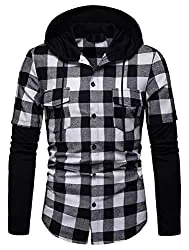 WHATLEES Hemden WHATLEES Herren Kariert Freizeithemd Hooded Checked Flanell