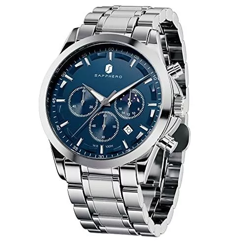 BENYAR Uhren BENYAR herrenuhr Braun Leder Strap Chronograph Quarz Uhr Männer Datum Kalender Wasserdicht Armbanduhr Herren Sport mit Blau/Schwarz Zifferblatt Elegantes Geschenk