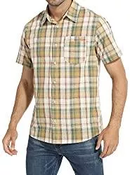 HAUSEIN Hemden HAUSEIN Herren Western Cowboy Kurzarm Button Down Karierte Hemden Tasche Casual Sommerjacke Hemd